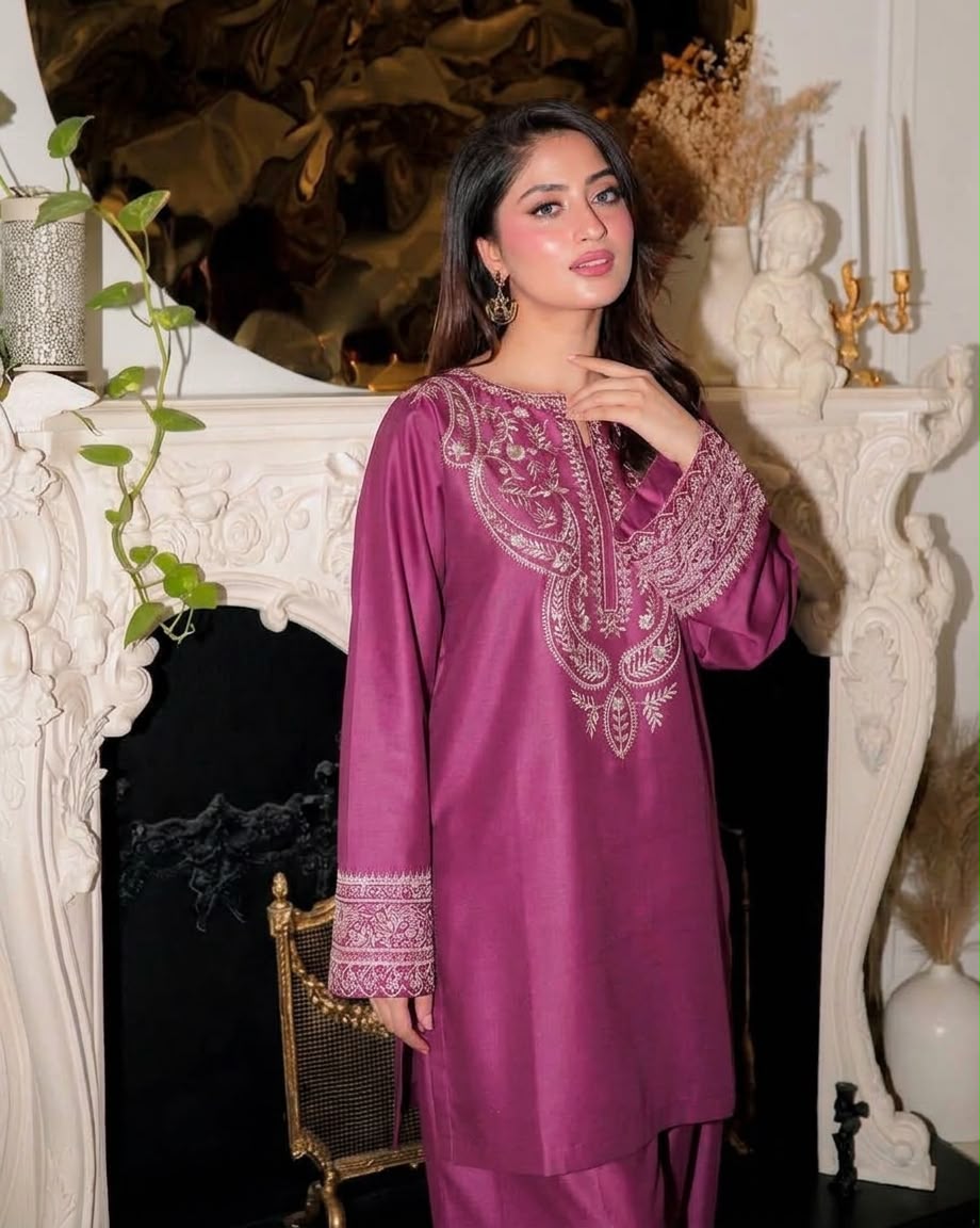Dhanak embroidered luxury unstitched 2pc suit